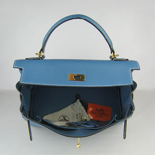 7A Replica Hermes Kelly 32cm Togo Leather Bag Blue 6108